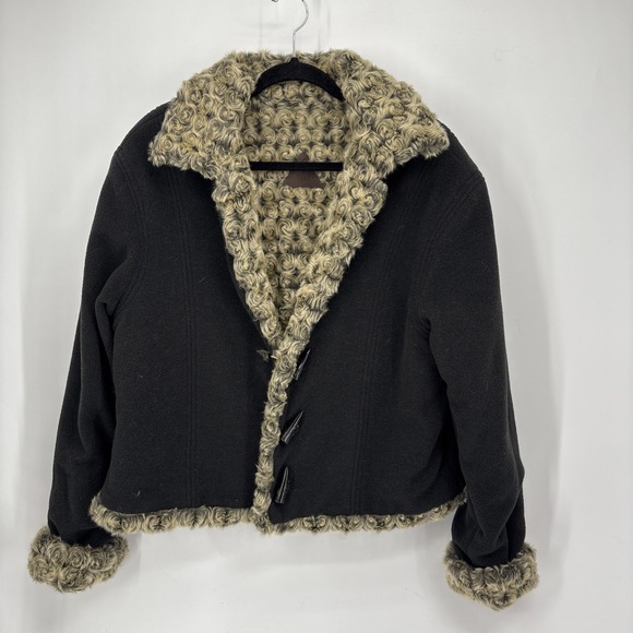 Fjall Nordic Design Faux Fur Wool Reversible Bison Jacket Women's XL - Picture 1 of 9
